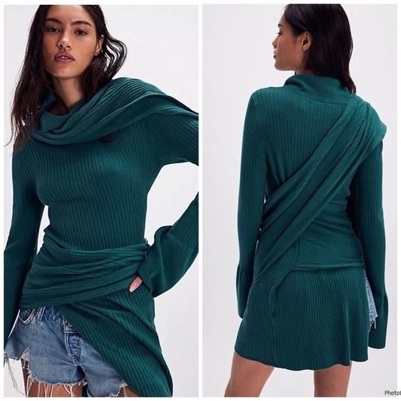Free People Sweaters - Free People Carine Sweater Size XL Blase Green NWT
